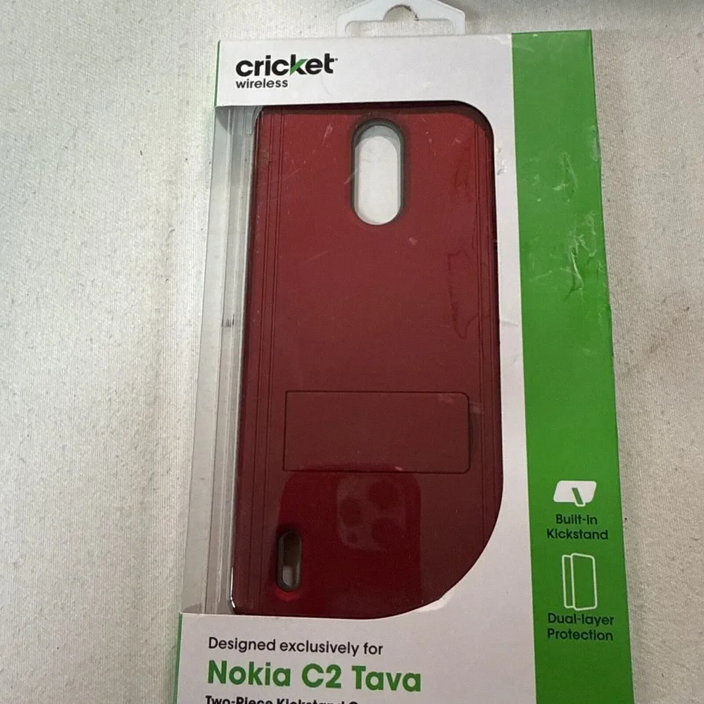 Cricket Nokia C2 Tava Case Cover Piece Kickstand Red‎